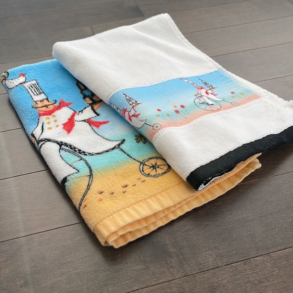Kitchen Linen Towel Set Chef Design Cartoons Art Colorful - Picture 7 of 7